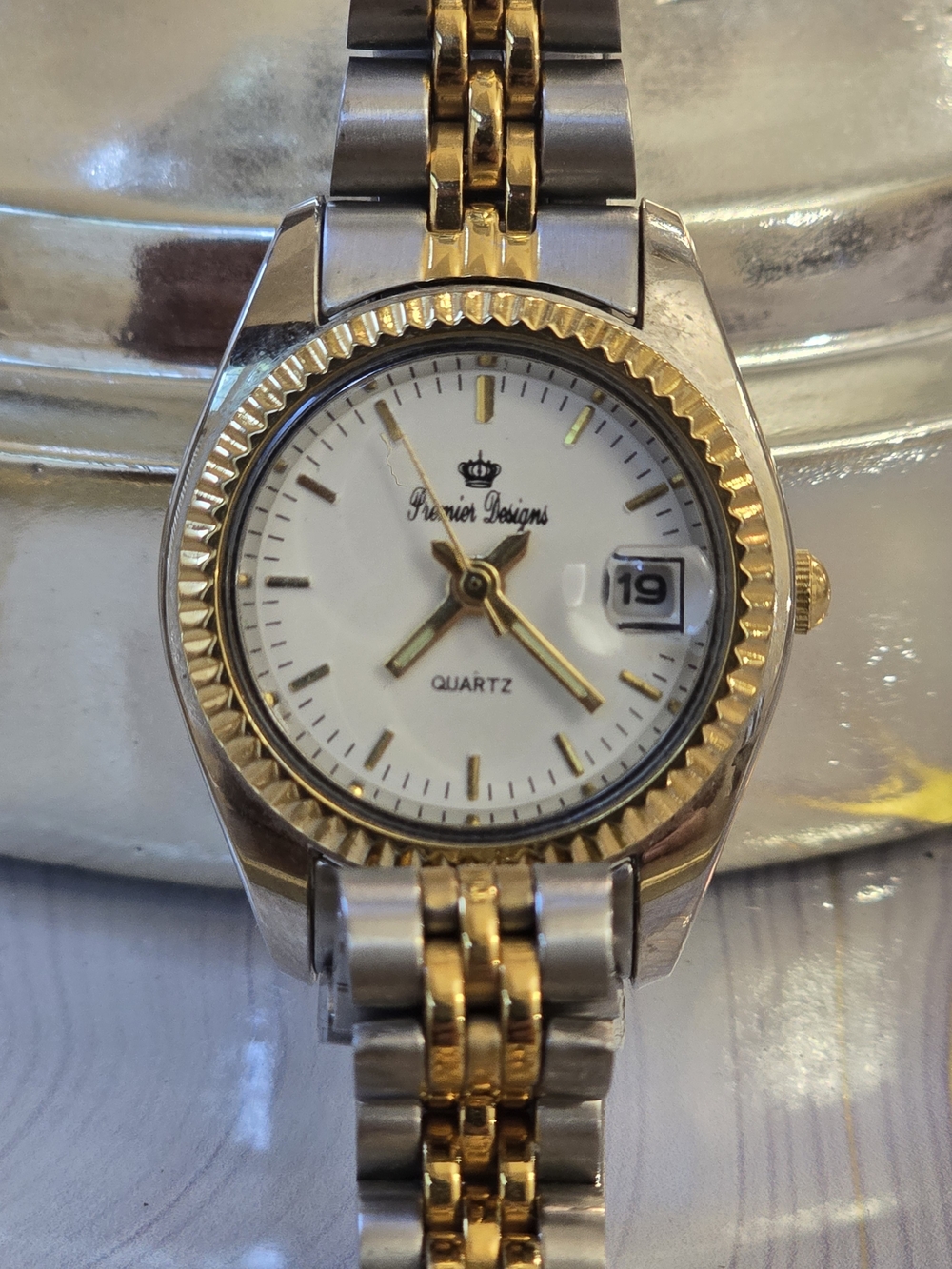 Premier Designs Two-Tone Gold & Silver Men’s Quartz Watch - White Dial